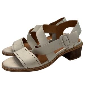 Pikolinos Cream Leather Strappy Block Heel Sandals Whipstitch Spain Size 39